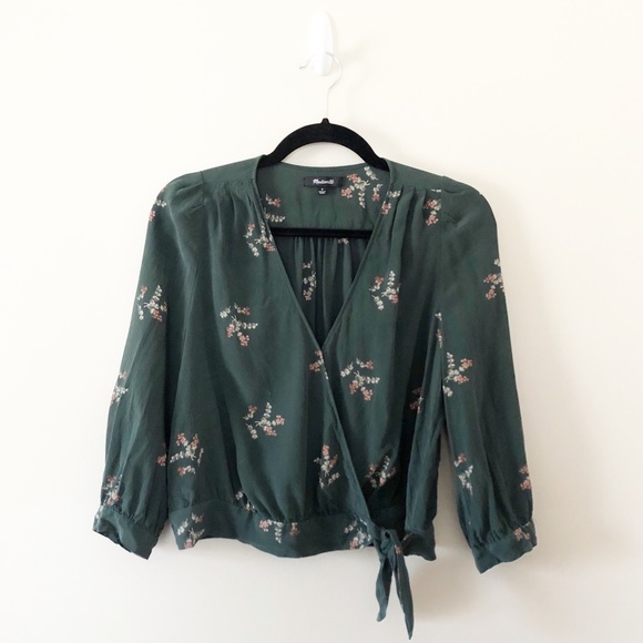 Madewell Tops - Madewell Silk Wrap Top Crop Tie Wild Botanic